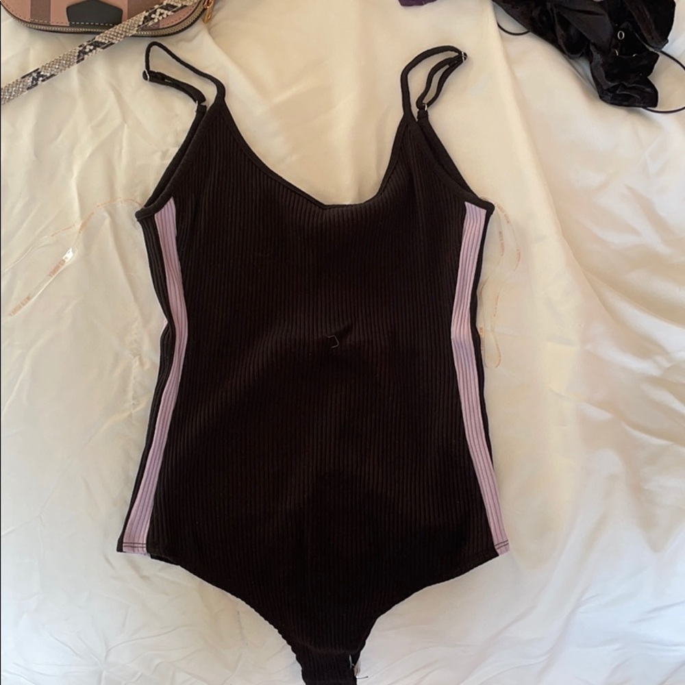 Black and purple bodysuit